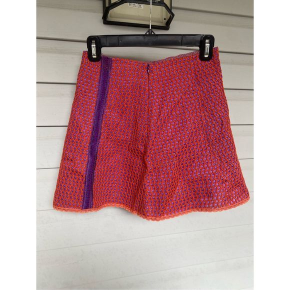 Cecilia Prado Orange Mesh Overlay Purple Mini Skirt, Size Small / Petite - Picture 8 of 12